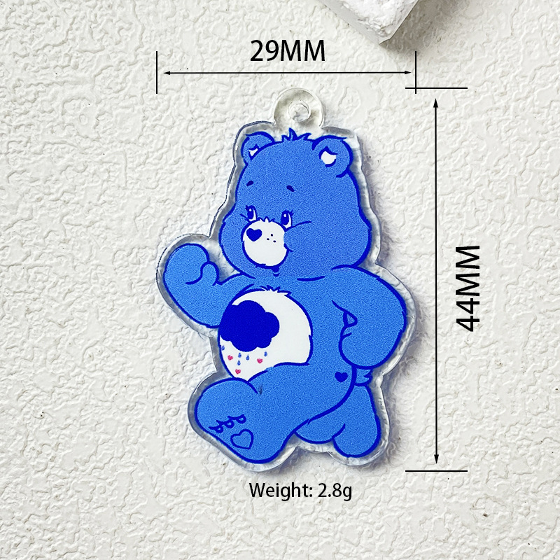 Nuevo acrílico transfronterizo cartoon decoración bolsos de automóviles llavero colgante DIY feliz oso accesorios colgante