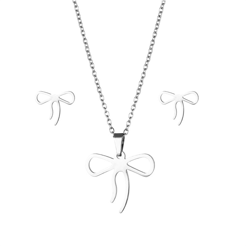 Womenu0027S Simple Style Geometric Stainless Steel Titanium Steel Pendant Necklace Jewelry Sets