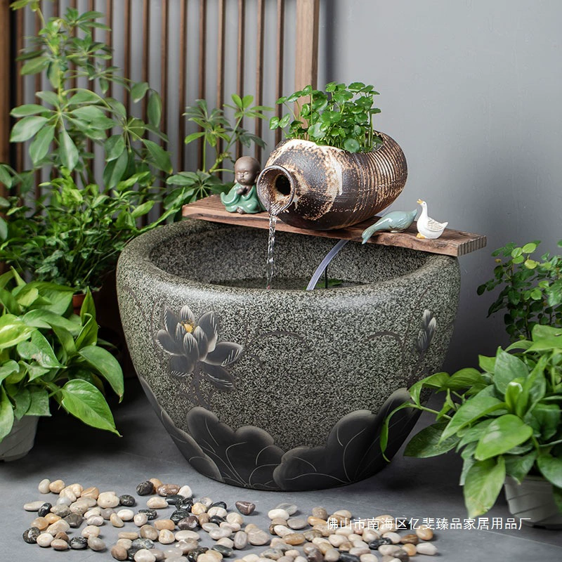 Большой керамический фонтан с проточной водой, аквариум, горшок с циркуляцией воды