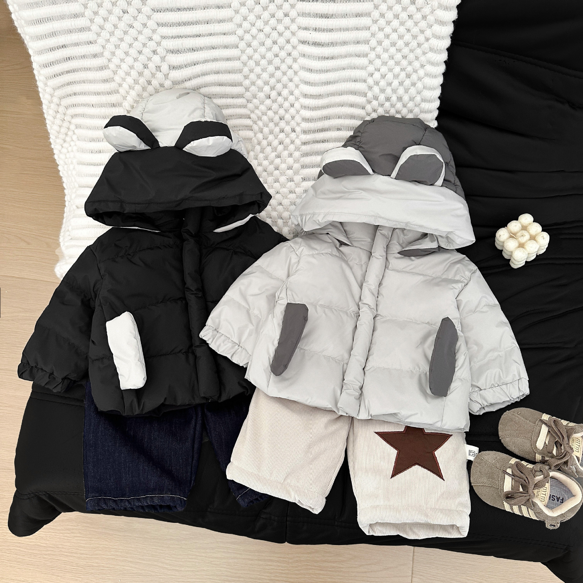 Invierno para niños, nueva ropa coreana para bebés, lindos bebés encapuchados, chaqueta de invierno, chaqueta cálida de invierno.