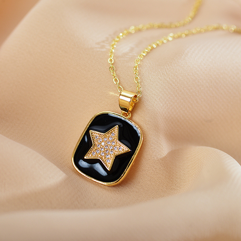 Fashion Pentagram Alloy Plating Rhinestones Womenu0027S Pendant Necklace