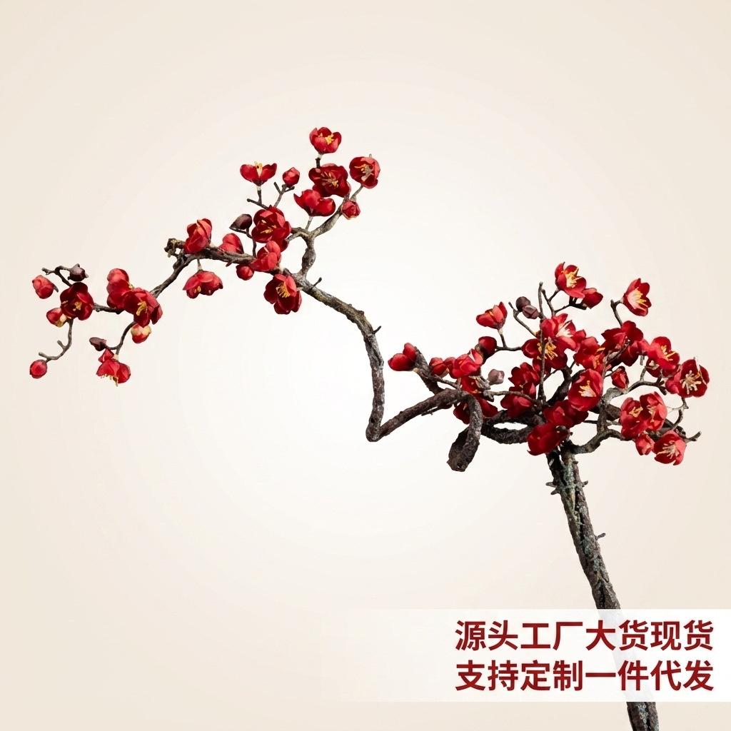 傲骨腊梅仿真花枝展厅落地花艺古装拍摄道具家居软装假花混搭套装办公、文化实拍产品高清图