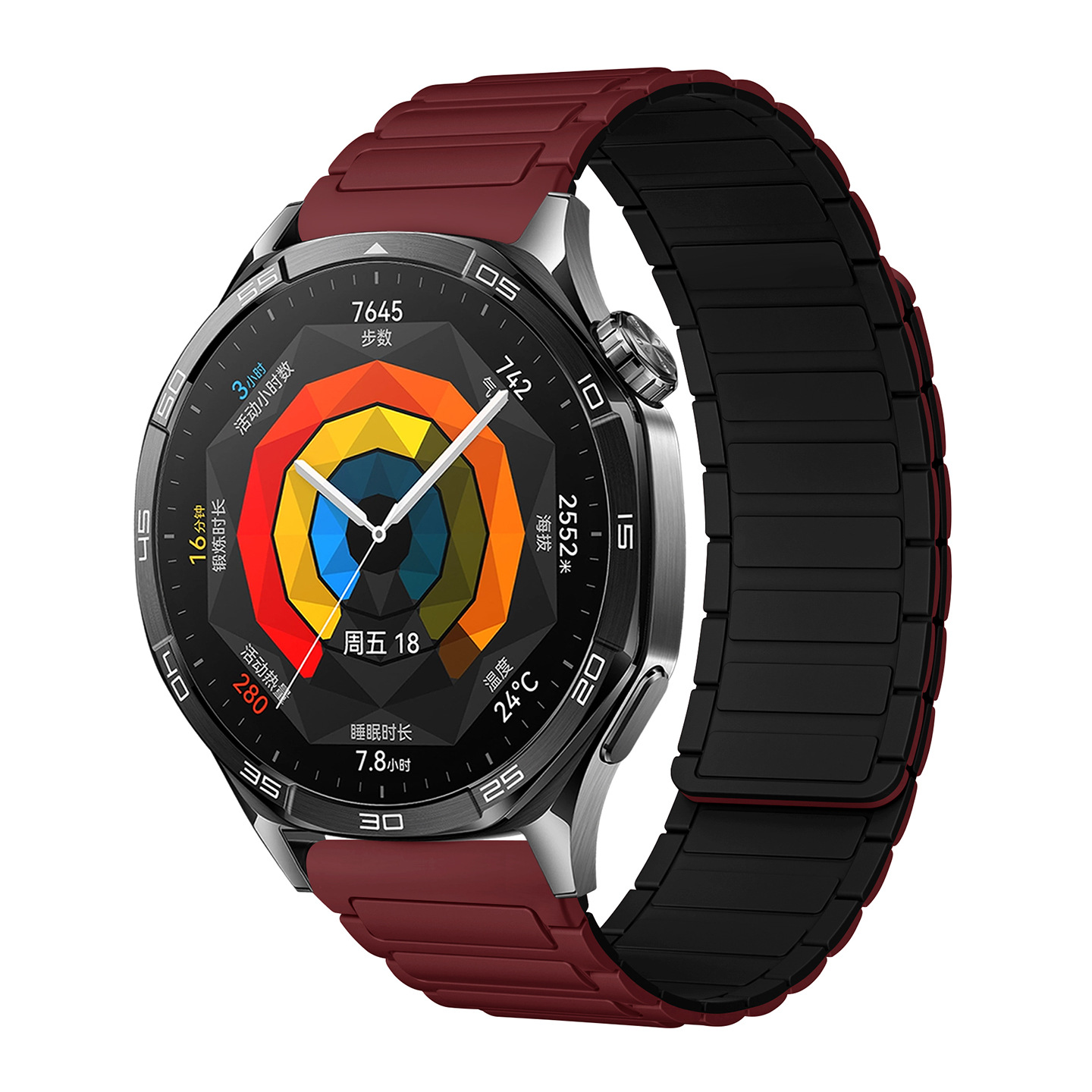 The watch4567 Armored I-shaped three-bead silicone magnetic watch strap is suitable for Huawei gt3, GT4 and GT5 watches undefined