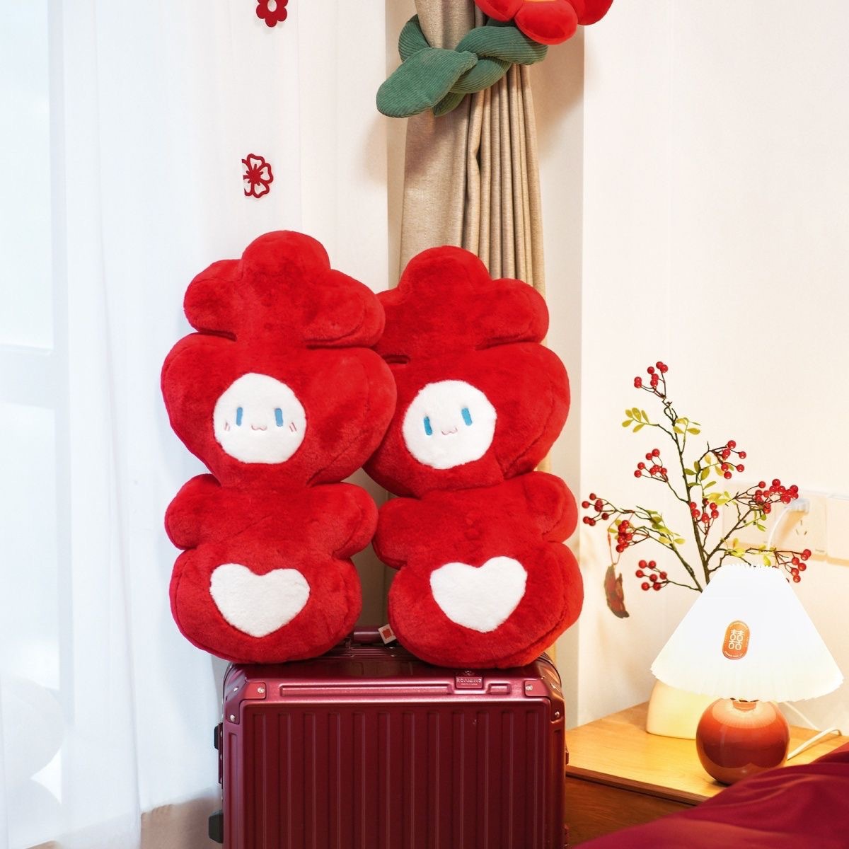 喜兔喜字推荐结婚抱枕压床娃娃一对沙发靠垫床头摆件婚庆婚房布置