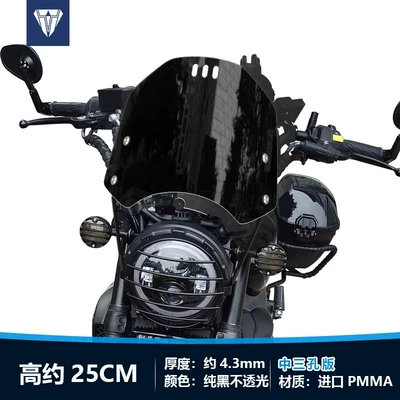 Front Windshield, Wuji 300Ac, Motorcycle front windshield - black-approximately-25cm-tall-medium-sized-three-hole-model-opaque