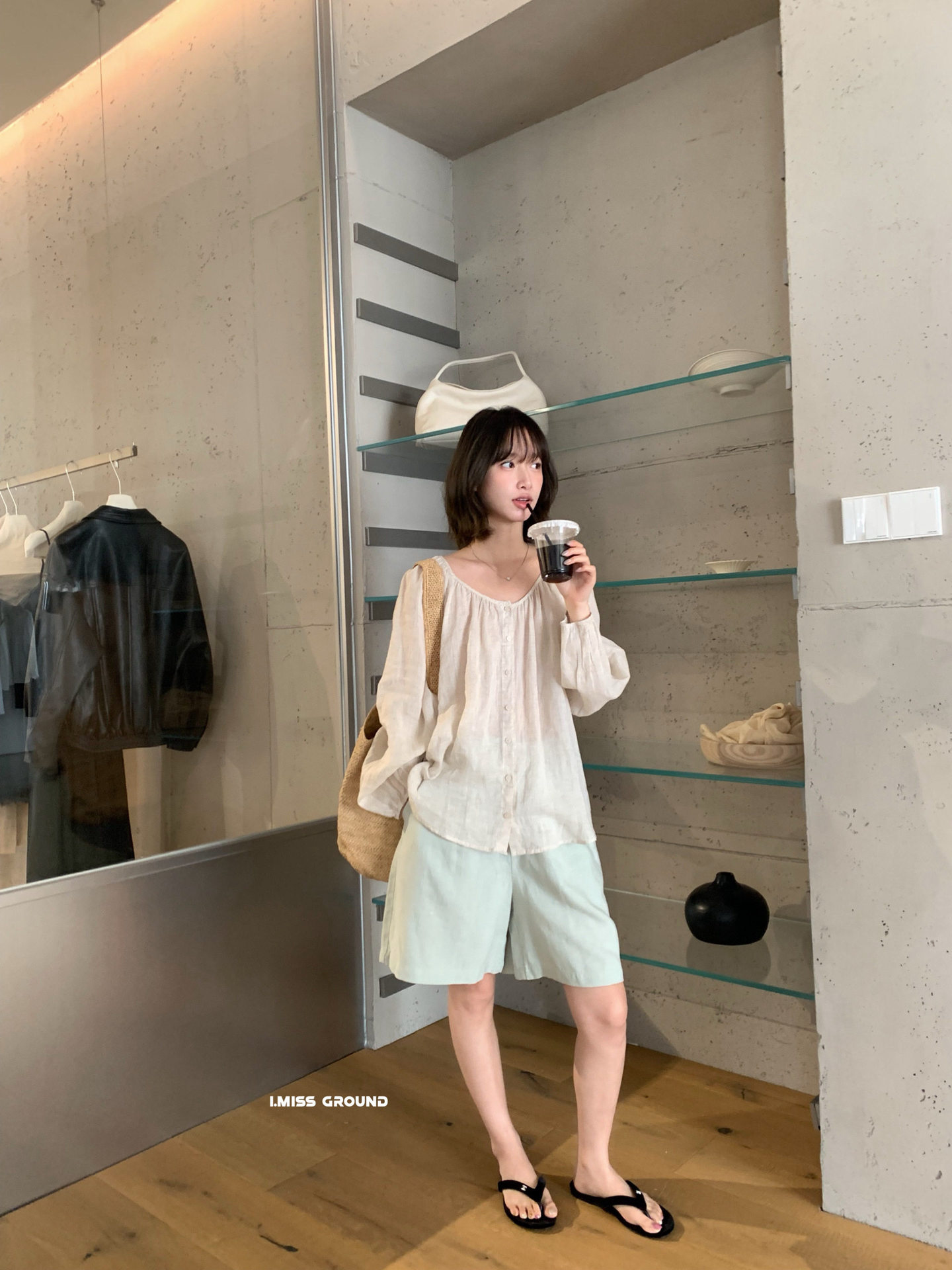 Áo sơ mi nữ tay lửng chất liệu ramie thoáng mát phong cách Pháp — trắng ngà, hồng nhạt, Bột cam, Vàng nhạtcolor chi tiết 29