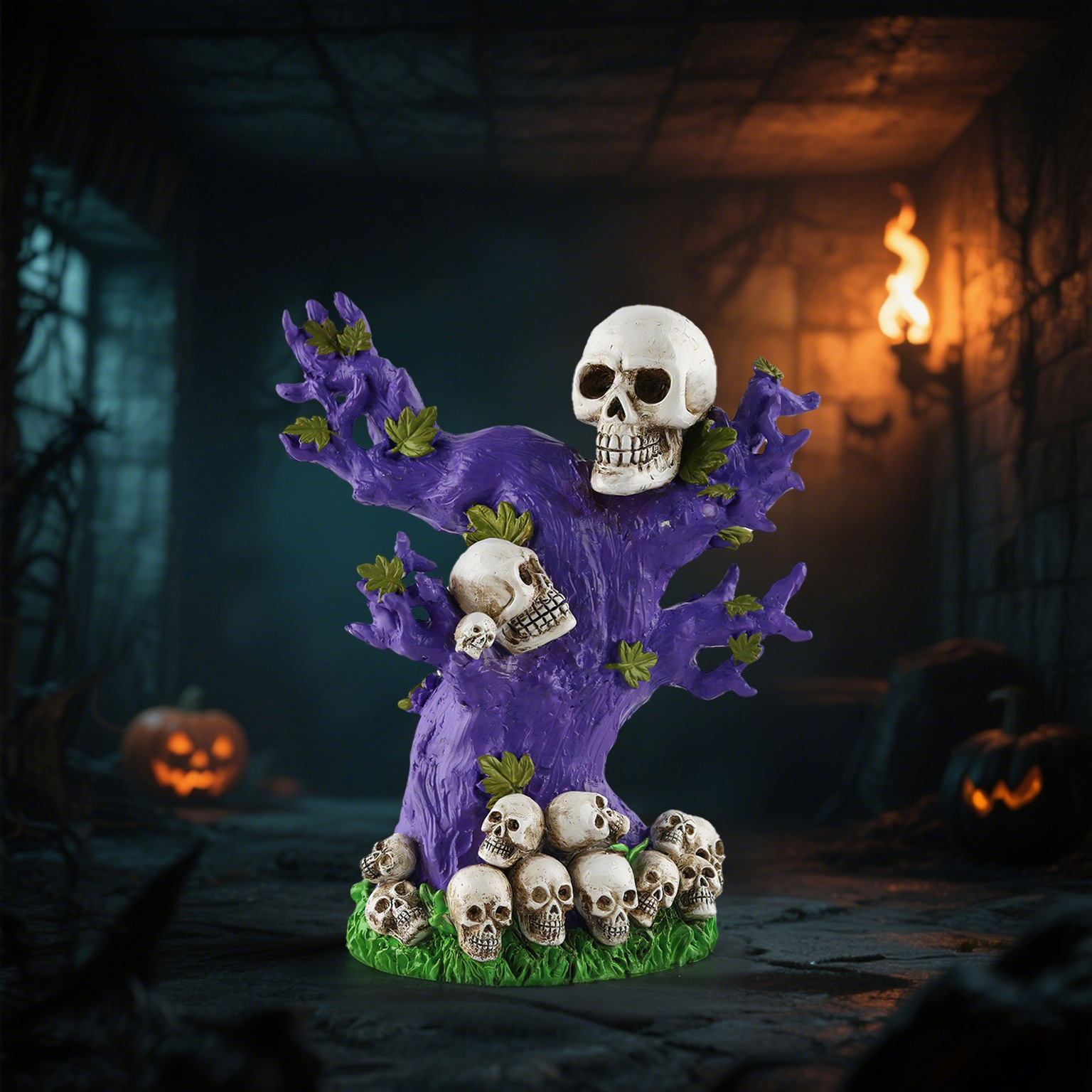  New Halloween Horror Funny Skull Tree Ornaments Desktop Atmosphere Decoration Resin Gift Ornaments