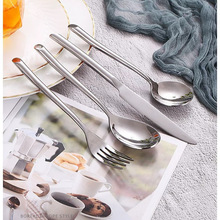 不锈钢斜尾刀叉勺创意马蹄款西餐餐具四件套酒店牛排刀叉勺批发