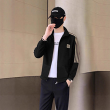 男士春季立领长袖束脚裤子运动服男春秋新款百搭休闲夹克外套休闲