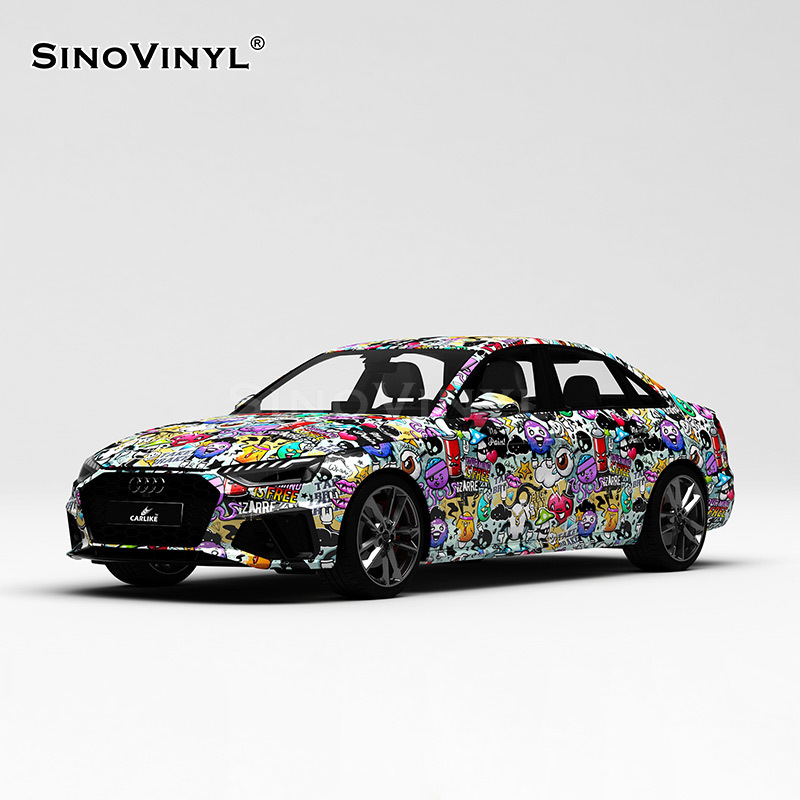 Carlake dibujos animados de graffiti serie coche que cambia de color película Inglés personalizado pintado coche cuerpo pegatinas gato de dibujos animados coche que cambia de color