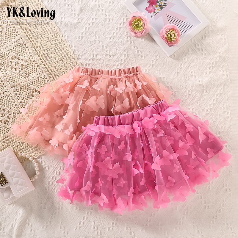 2024 verano nuevas niñas niños convexo Tutu conejo red de encaje plectada mariposa princesa falda de busto