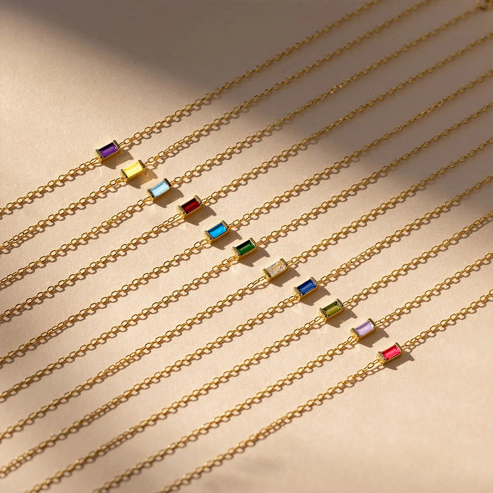 304 Stainless Steel Chain Material cable chain Chain Type 1 Piece Quantity Wholesale Jewelry Vintage Style Classic Style Geometric 304 Stainless Steel Birthstone Zircon Plating Pendant Necklace
