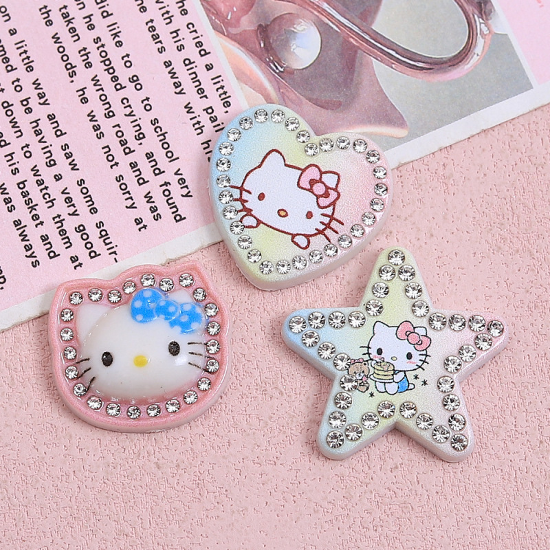 クリエイティブピンクダイヤモンドニャーかわいい漫画手作り diy クリーム接着剤樹脂アクセサリー小さなアクセサリージュエリー材料卸売|undefined