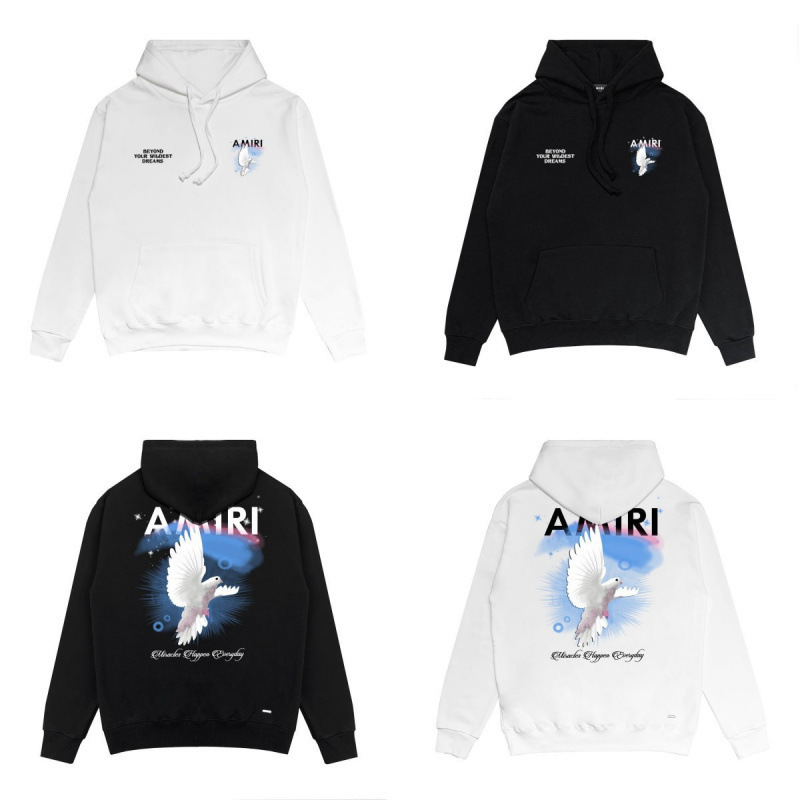 Cross-Border Wholesale of European and American Trendy Brand Amiri Classic Flying Pigeon Print Autumn and Winter Hoodies, Loose Sweatshirts, Unisex Cross-Border Wholesale of European and American Trendy Brand Amiri Classic Flying Pigeon Print Autumn and Winter Hoodies, Loose Sweatshirts, Unisex