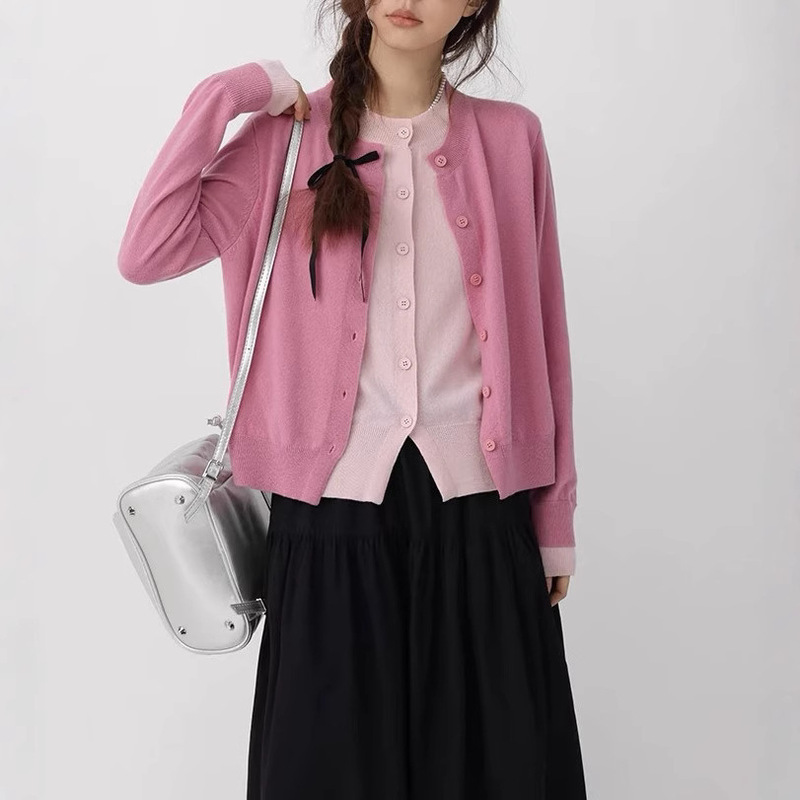 25 New 'Dopamine Girl' Candy Color Joker Collar Fake Two-Piece Knitted Cardigan