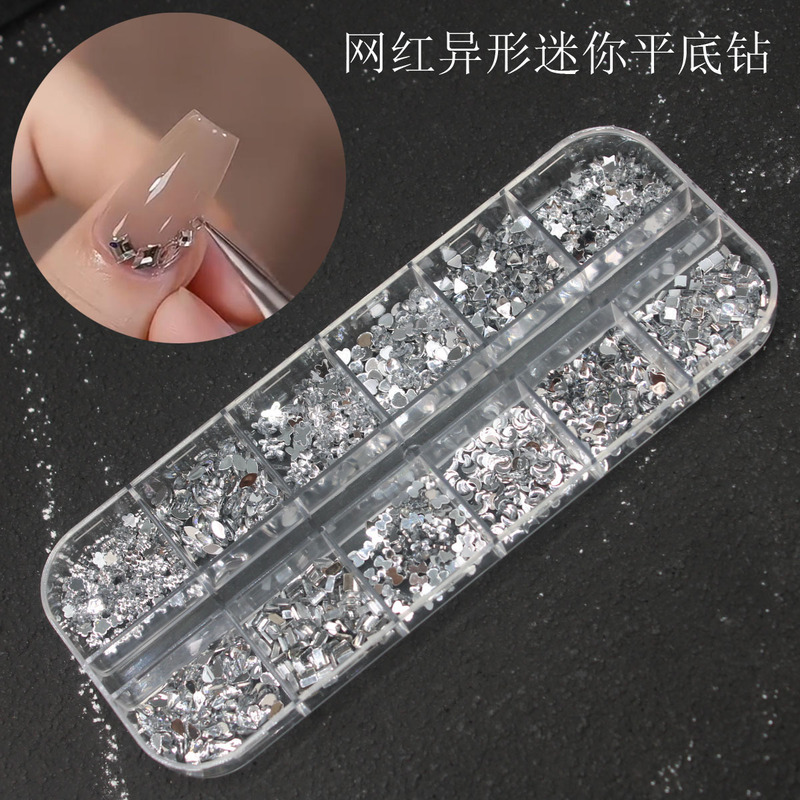 Nail Art Mini Small Diamond Super Small Acrylic Shaped Flat Bottom Diamond Nail Art White Diamond Warm Elf Same Special Small Diamond
