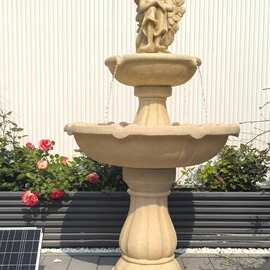 1.43m 欧式喷泉太阳能庭院水景流水雕塑别墅花园摆件大许愿池