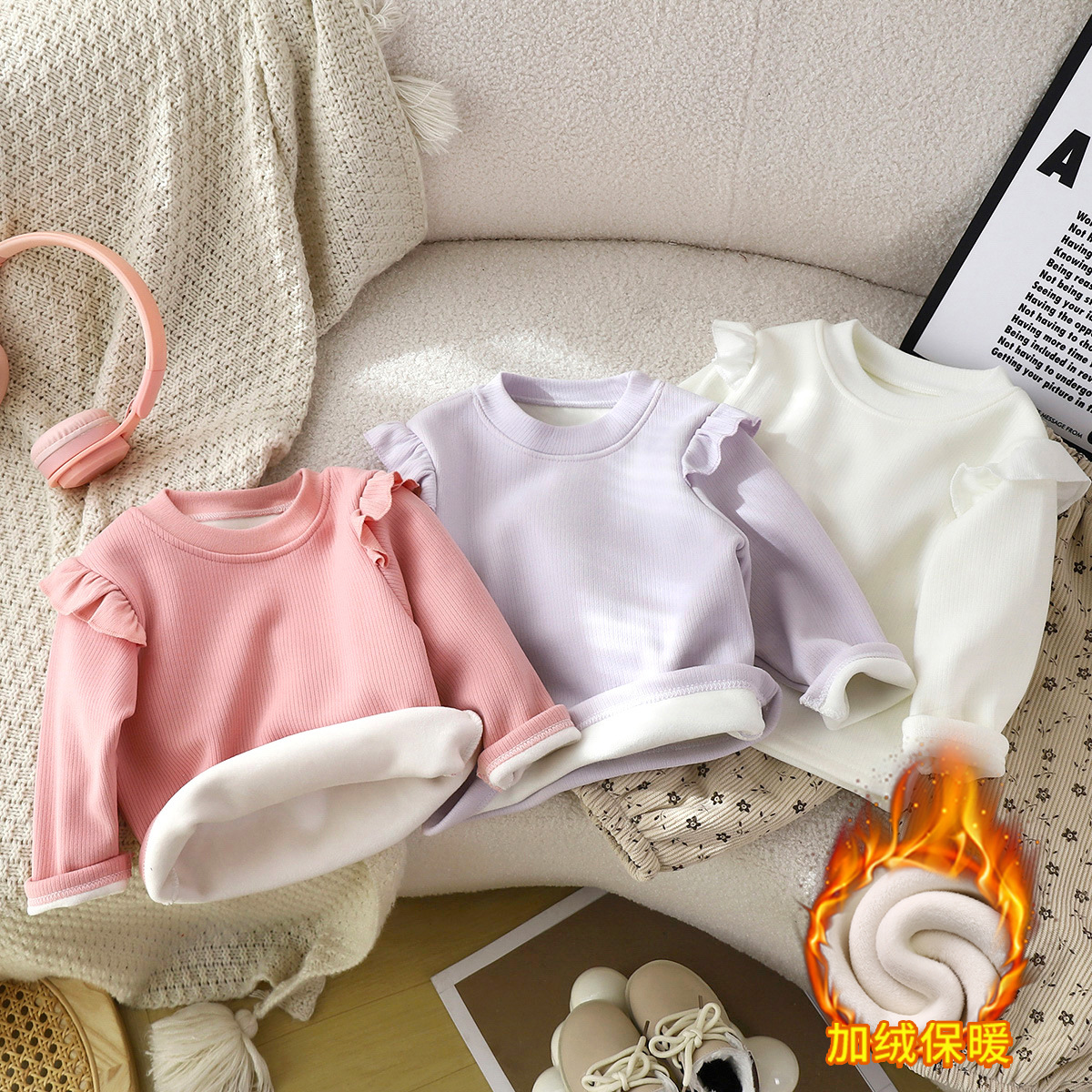 Camiseta de invierno para niñas nueva camiseta de invierno para bebés con camiseta de manga larga más gruesa ropa de invierno caliente ropa infantil al por mayor