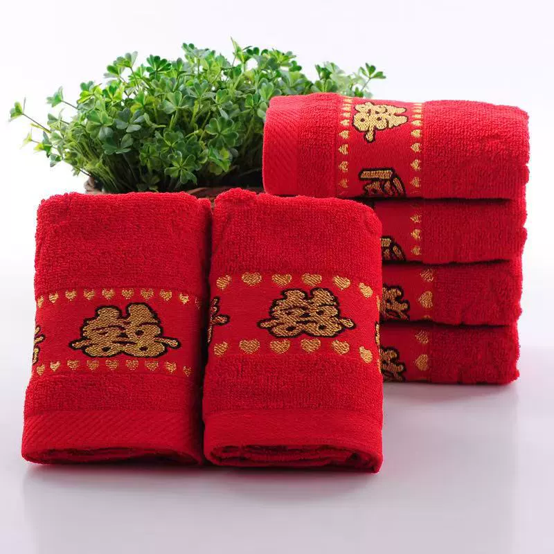 Свадебный подарок из чистого хлопка, оптовая продажа, свадебное торжество, сто лет гармонии, чистый хлопок, ярко-красный, в индивидуальной упаковке, одинарная и двойная подарочная коробка.