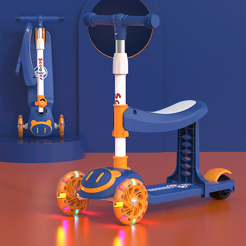 Spot de comercio exterior scooter al por mayor para niños tres en uno sentado y resbaladizo para hombres y mujeres, música para bebés, patinaje ligero