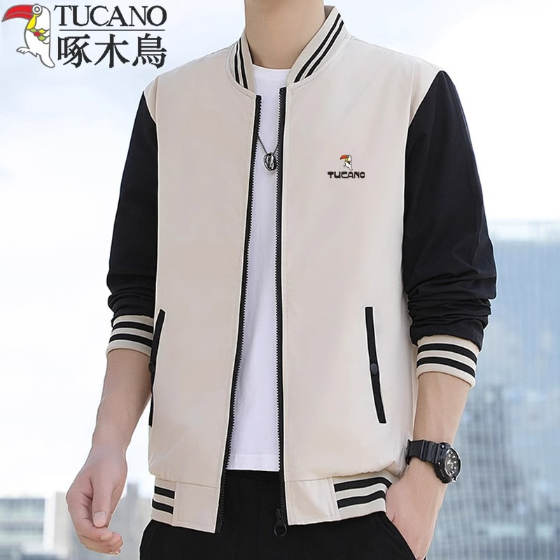 Woodpecker Jacket Men's Casual Jacket Spring and Autumn New Men's Baseball Jacket Trendy Versatile Coat Long-Sleeve Top