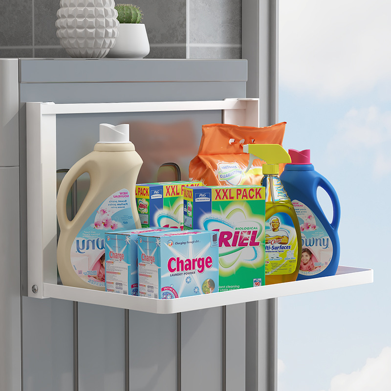 Magnetic suction folding towel rack kitchen refrigerator balcony washing machine side dirty clothes basket rack non-perforated shelf