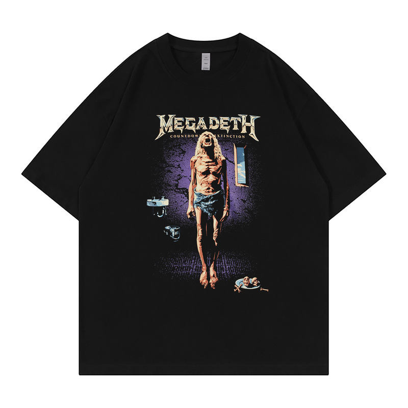 Megadeth Retro American Street Style Loose-Fitting Round-Neck Rock Short-Sleeved T-Shirt Megadeth Retro American Street Style Loose-Fitting Round-Neck Rock Short-Sleeved T-Shirt