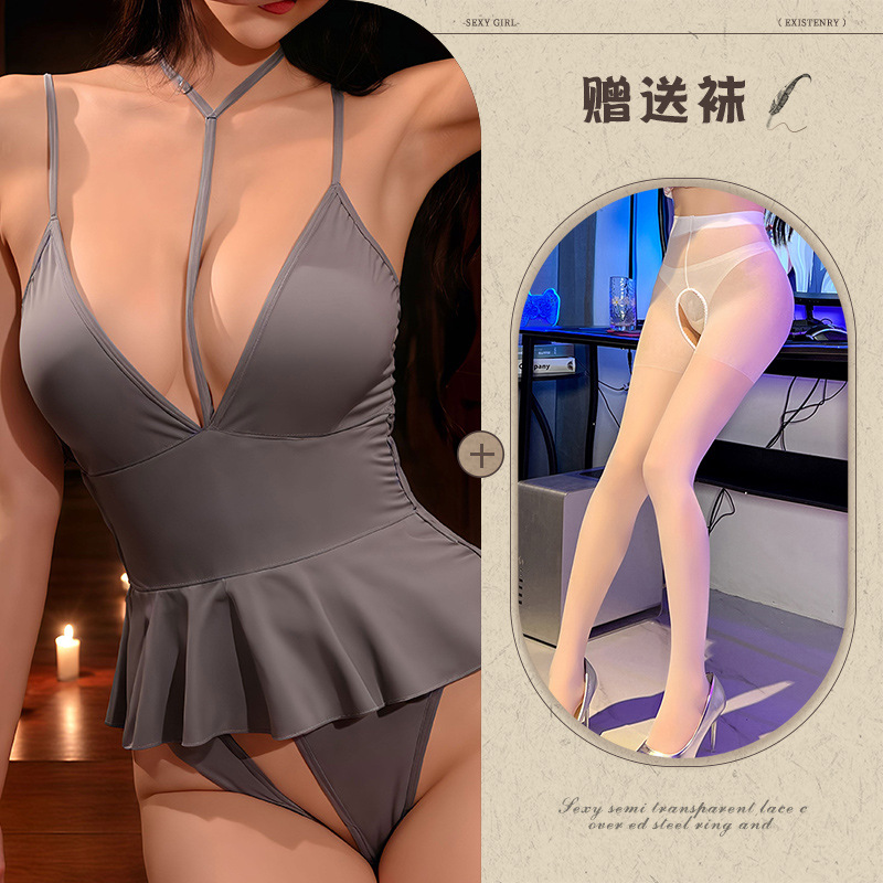 그레이 + 화이트 가랑이 없는 양말