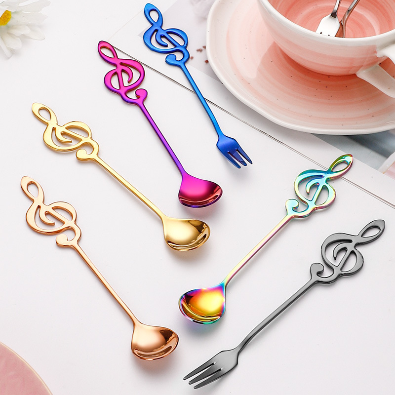 Creative Musical Gift, Treble Clef High Note Shaped Coffee Spoon, Cute And Exquisite Prize For Students_voghion.com
