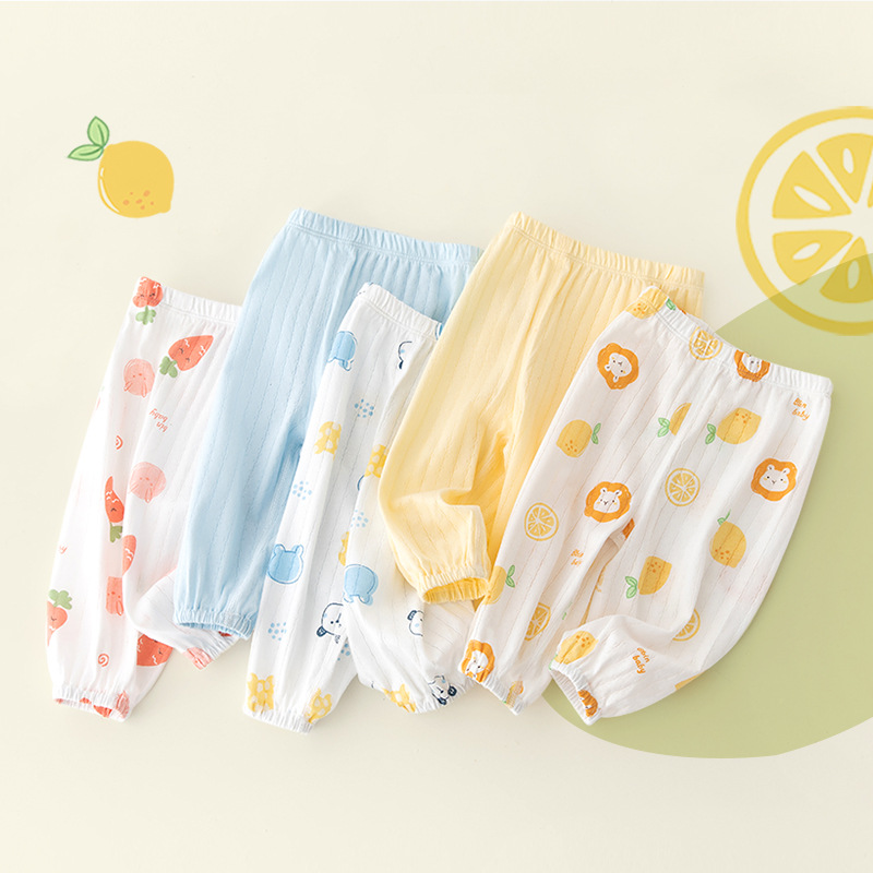 Children's Anti-Mosquito Pants, Summer Thin Pure Cotton Boys' Lantern Pants, Girls' Breathable Long Pants, Baby Spring and Autumn Pants, Summer Wear