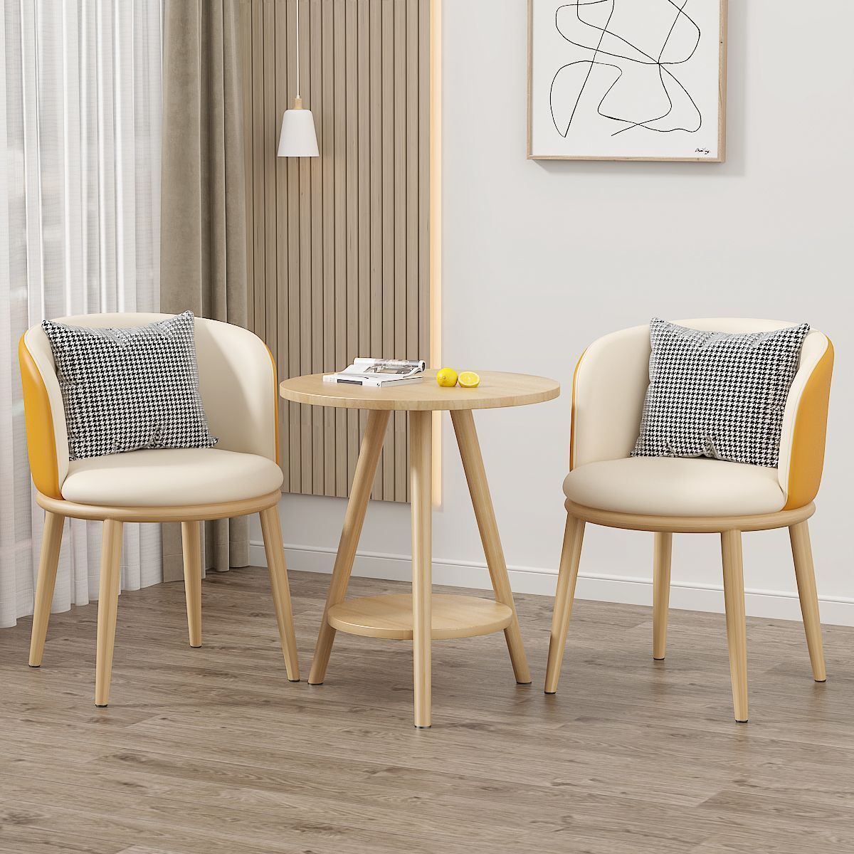 Balcón mesa y silla de ocio sala de estar combinación de mesa y silla de té de lujo ligero B & B Hotel Negociación Juego de tres piezas de mesa y silla de celebridades de Internet
