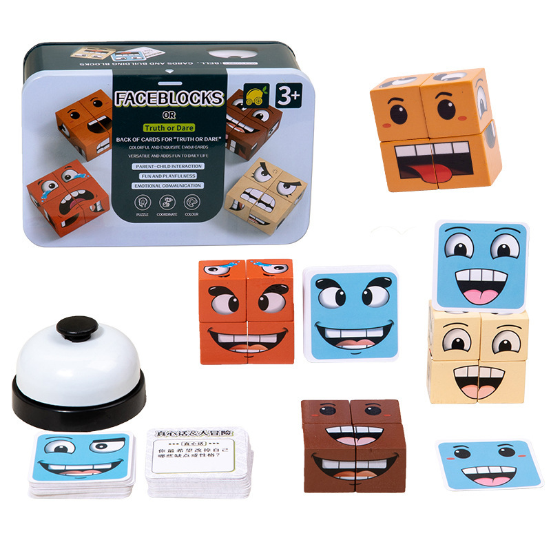 Ceccpc cambio de cara de los niños bloques de construcción de cubo pensamiento lógico de gran caja de hierro de partículas bloques de construcción educación temprana juguetes TikTok