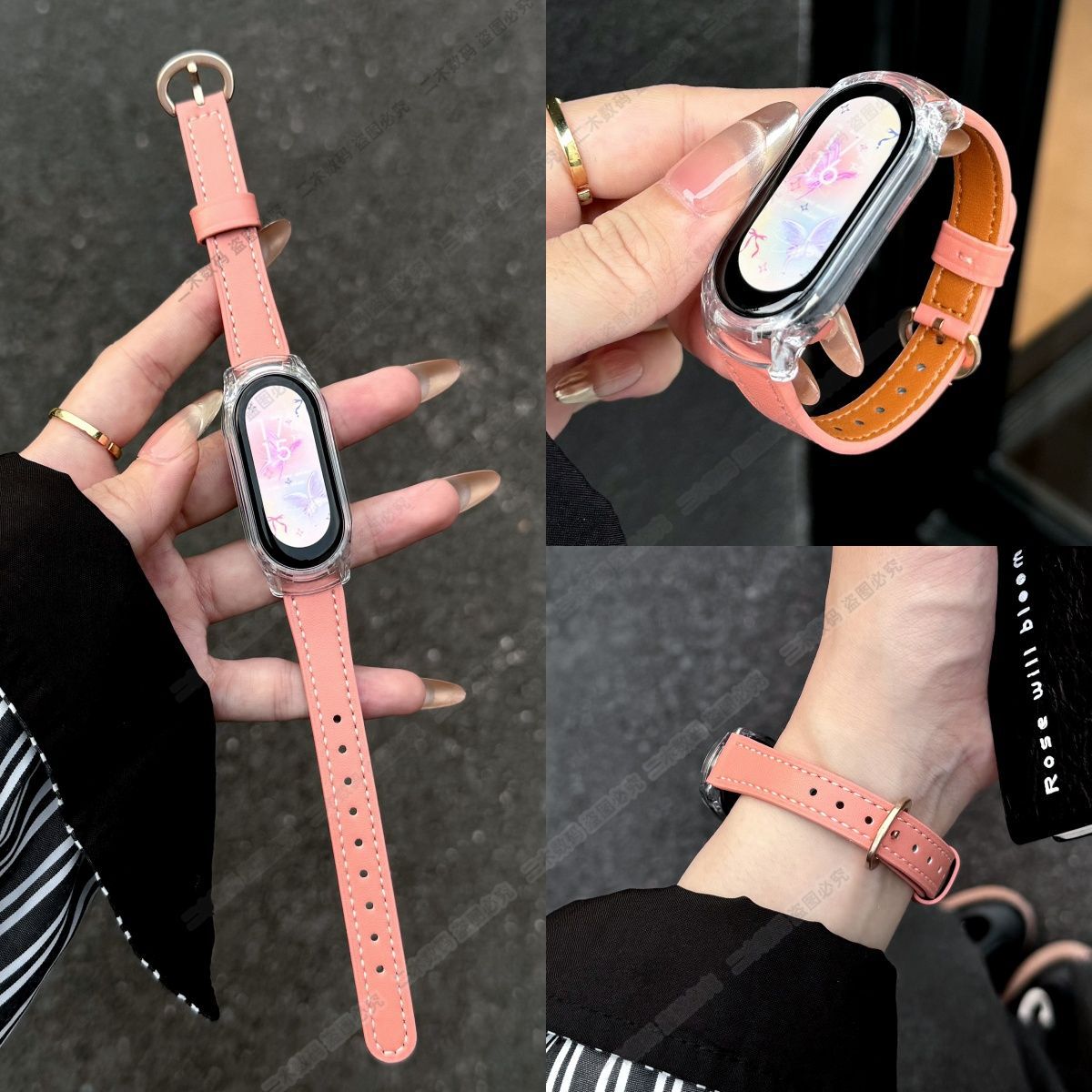 Suitable for Xiaomi Mi Band 10Nfc Ceramic Version 98765 Watch Strap Genuine Leather Horseshoe Buckle Small Waist Classy Sports Women