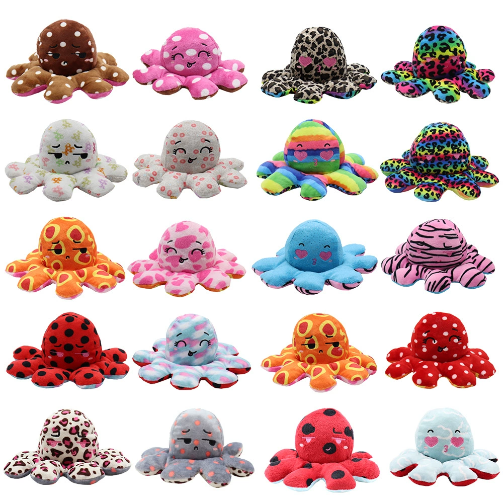 Трансграничная печать флип Осьминог милый двустороннее выражение Двусторонняя флип плюшевая игрушка кукла лицо кукла осьминога