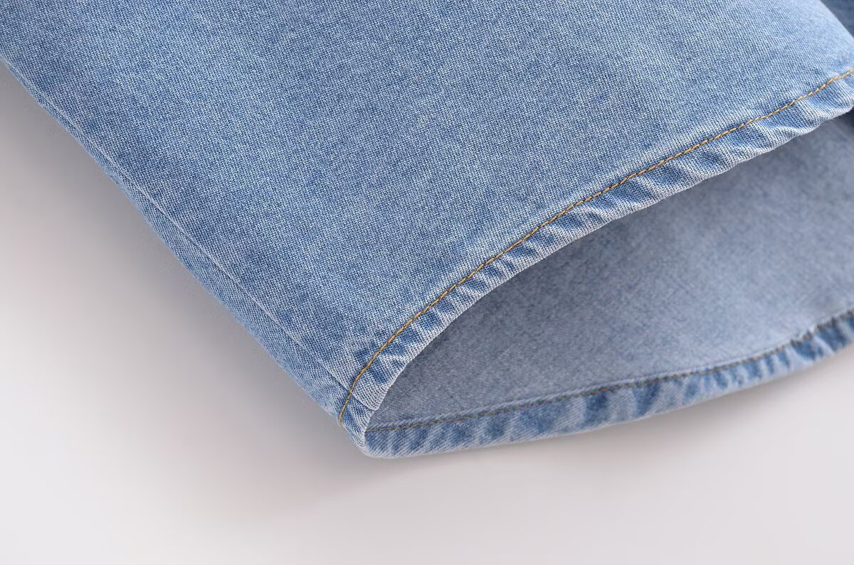 Women's Casual Denim Shirt And Pants Set Wide Sleeve Top with Relaxed Fit Jeans Korean Inspired Outfit for Spring_ecoleips.com