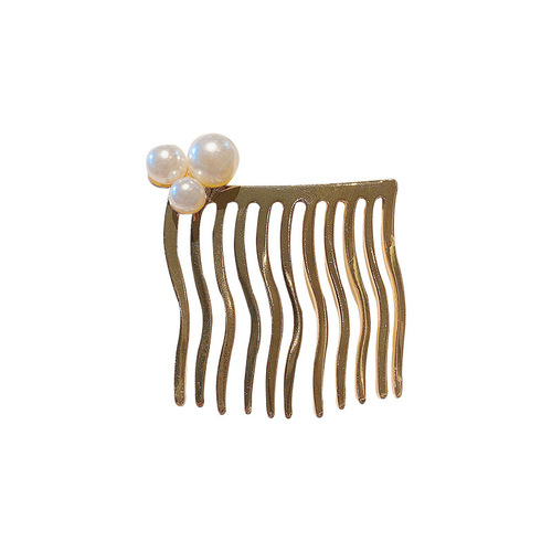 Girl internet celebrity style pearl rhinestone hairpin antique style backcomb hair comb insert comb Korean simple hairpin seamless bangs clip