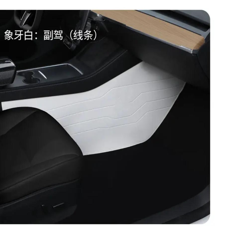 Tesla Center Console Armrest Side Protector Pad Nappa Leather for Tesla Model Y/3 (Armrest box pad) - tesla-model-3-white-with-lines-driver-passenger-side-2pcs-most-popular