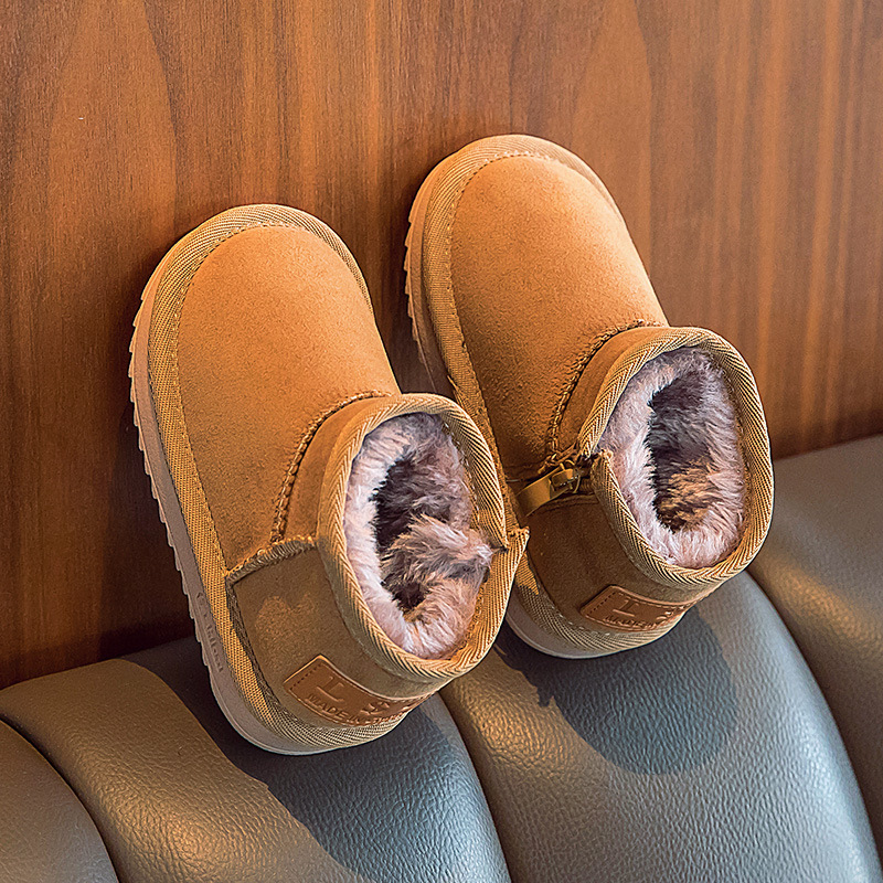 2023 Kinder-Schneestiefel Mädchen-Kurzstiefel mit dickem Plüsch Mittelgroße bis große Kinderstiefel Jungen-Baumwollschuhe warm_voghion.com