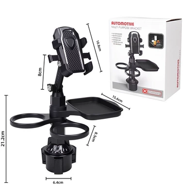 table, car beverage, coffee, Car cup holder/beverage holder - black-phone-holder-tray-dual-cup-holders
