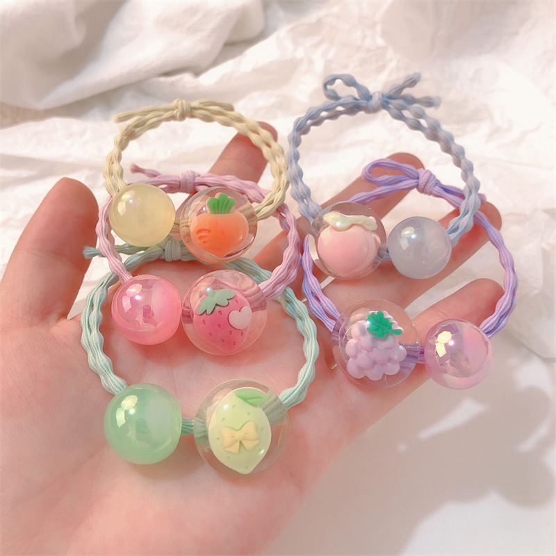 Frutas fresa zanahoria anillo de cabello cuerda de cabeza cuerda de cabello de temperamento rojo cuerda de cabello japonesa cuerda de cabello coreana lindas correa de goma mujer adornamiento para el cabello