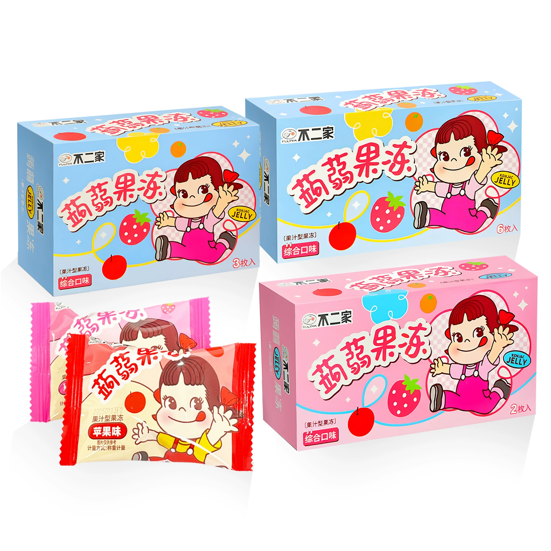 Желе из конняку (Fujiya), в коробке, конфеты-сувениры для свадьбы, фруктовые вкусы, 2–6 шт.