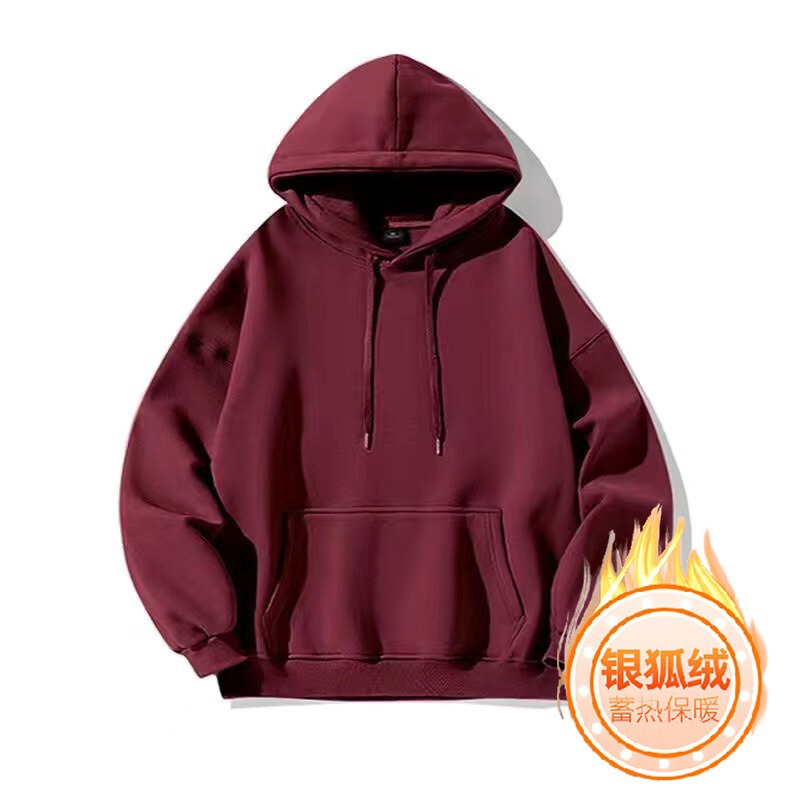 400g fleece-lined Korean version of hooded sweater long sleeve men's T-shirt winter warm hoodie overalls advertising shirt sweater