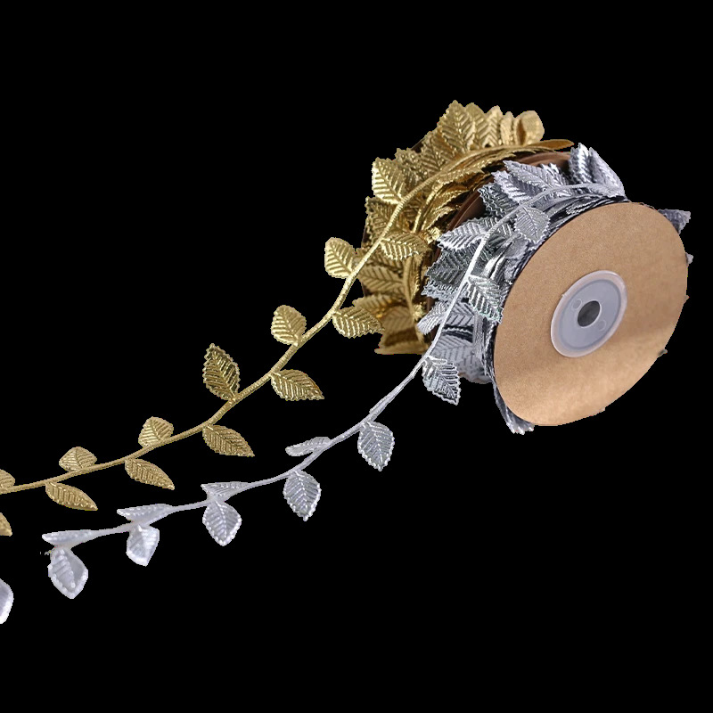 Nuevo estilo transfronterizo imitación cuero dorado plata hoja cinta flor caja de regalo hoja encaje embalaje cinturón decorativo