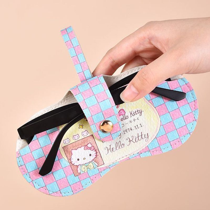 Hello Kitty Glasses Storage Bag Women's Sunglasses Storage Box Portable Anti-Pressure Sunglasses Protective Cover Protective Box Magnetic Suction