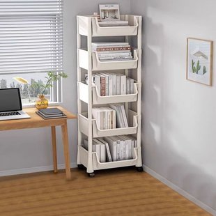 Floor-Standing Multi-Layer Bookshelf Storage Rack Household Simple Multi-Layer Storage Bookcase Trolley Removable Desktop Storage Rack
