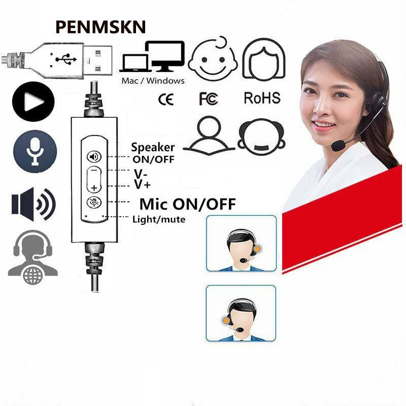 USB Come on Double -headset компьютерная гарнитура мониторинг обслуживание клиентов наушники с линийным управлением ушной пшеницы носить шумоподавление гарнитура