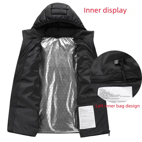 Cross-border intelligent heating clothes for men and women winter charging temperature control heating cotton-padded clothes warm down cotton-padded jacket electric heating coat