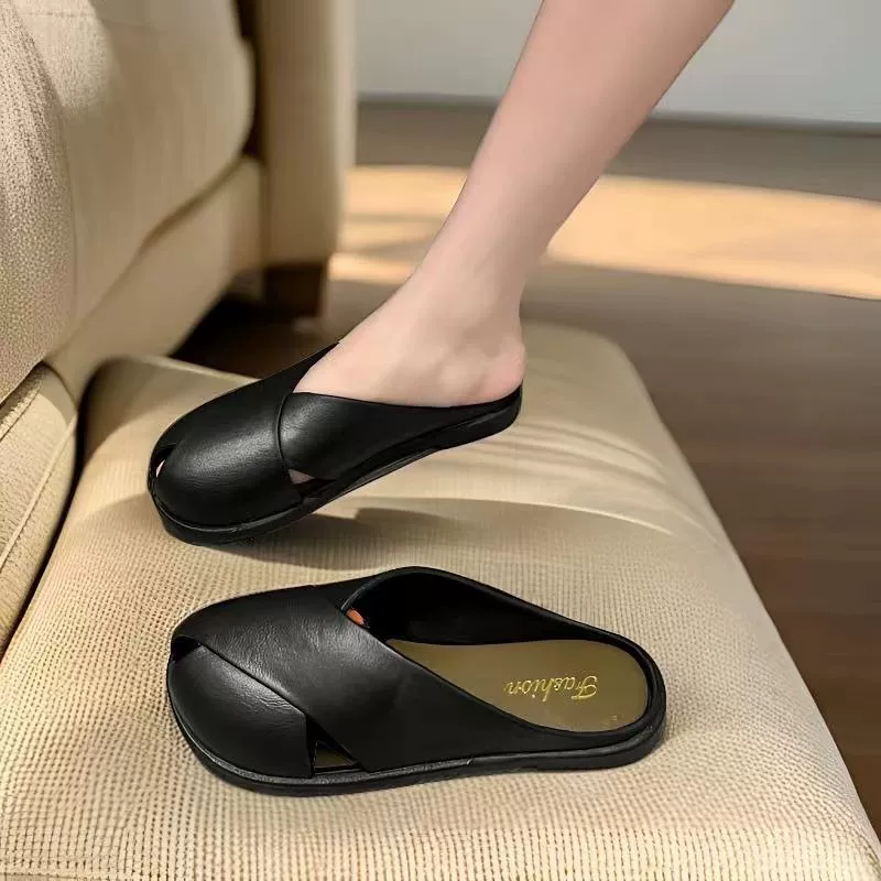 Half‑sling flat slides, soft‑sole spring/summer slip‑ons, sizes 36–41, lightweight