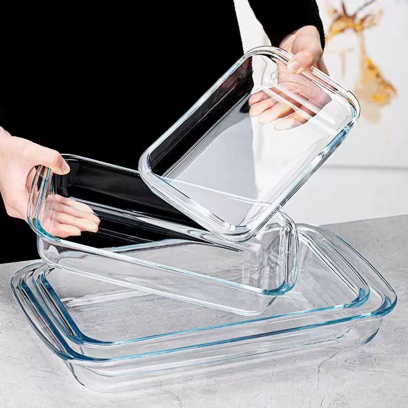 长方形高硼硅玻璃烤盘烘焙耐热微波炉烤箱专用家用鱼盘菜盘水果盘