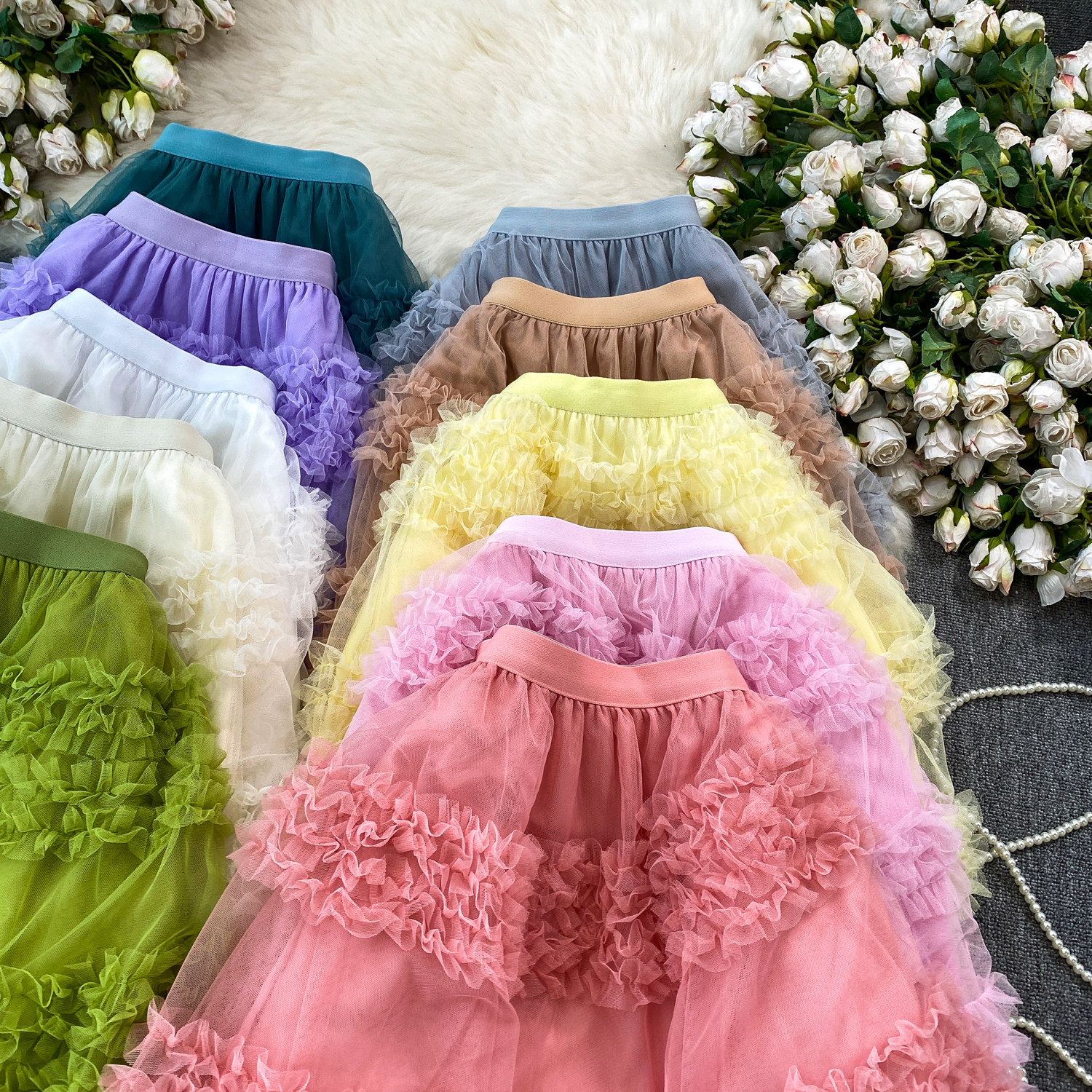 Fairy Romantic Style High-Waisted Ruffle Skirt For Women Sweet And Youthful Slimming Cake Skirt For Summer_ecoleips.com